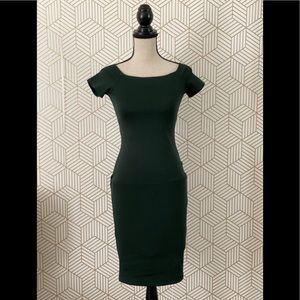 Teal Off Shoulder Midi Bodycon Dress